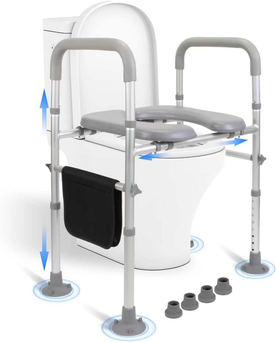 Toiletverhoger - Verhoogd Toilet - Zelfstandig Leven - 8 Hoogte Niveaus - Tot 150 kg - Grijs