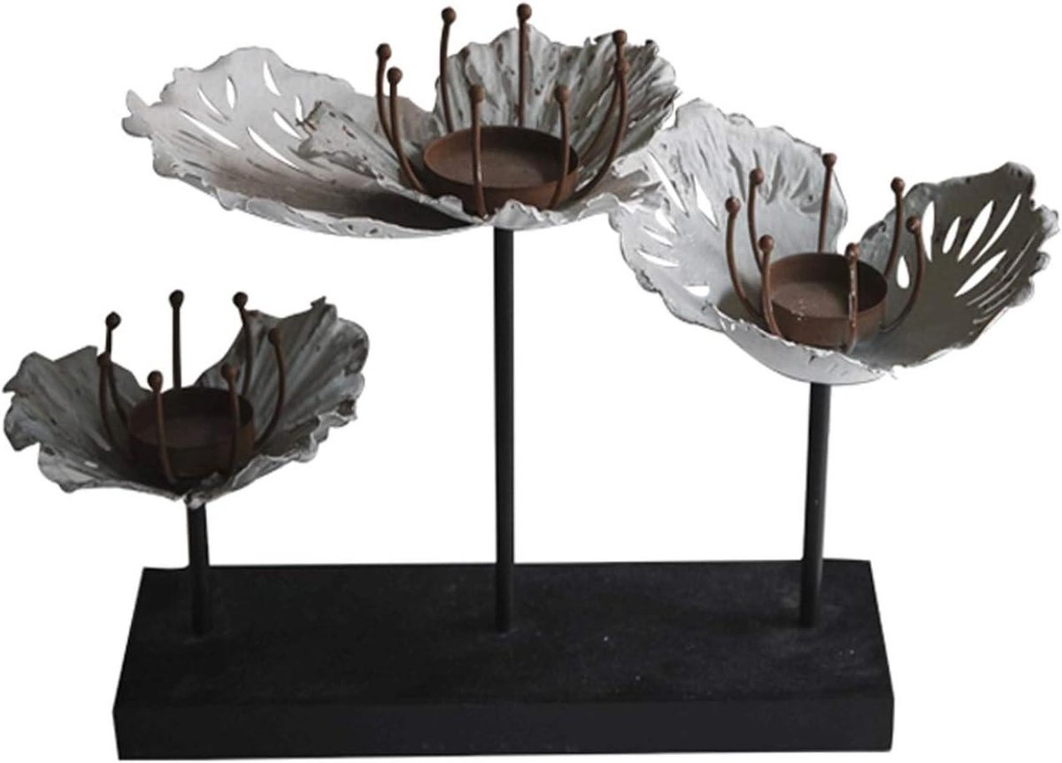 Kandelaars Houders - Metalen Stand - Huisdecoratie - Lotus Blad Vorm - 43x18x26cm - Smeedijzer
