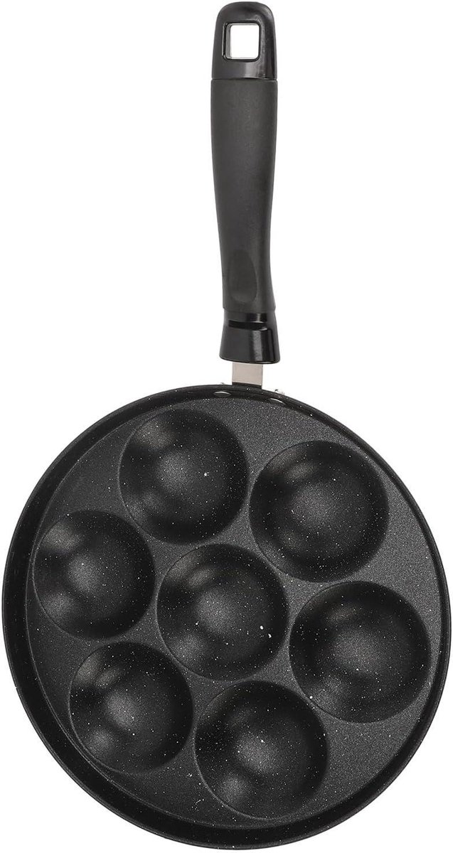 7-gaats Eierpan - Omelet Koekenpan - Ontbijt Maken - Anti-aanbaklaag Oliecontrole - 26 cm Diameter - Zwart