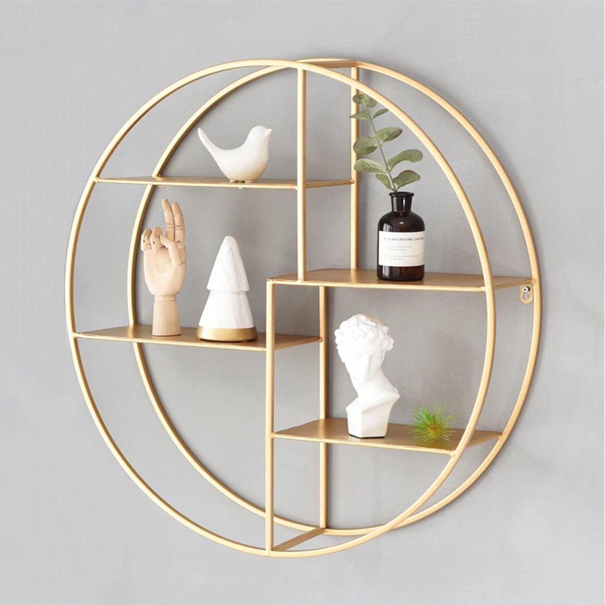 Metalen Ronde Plank - Wandrek - Wanddecoratie Opslag - Stevige Metalen Structuur - 50x14x5