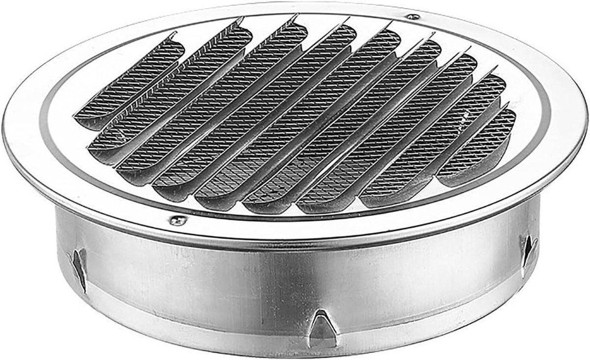 Ventilatierooster Rond - Afzuigkap Wand - Buitenlucht Toevoer - Anti Insecten Net - 300 mm Diameter - Zilverkleurig