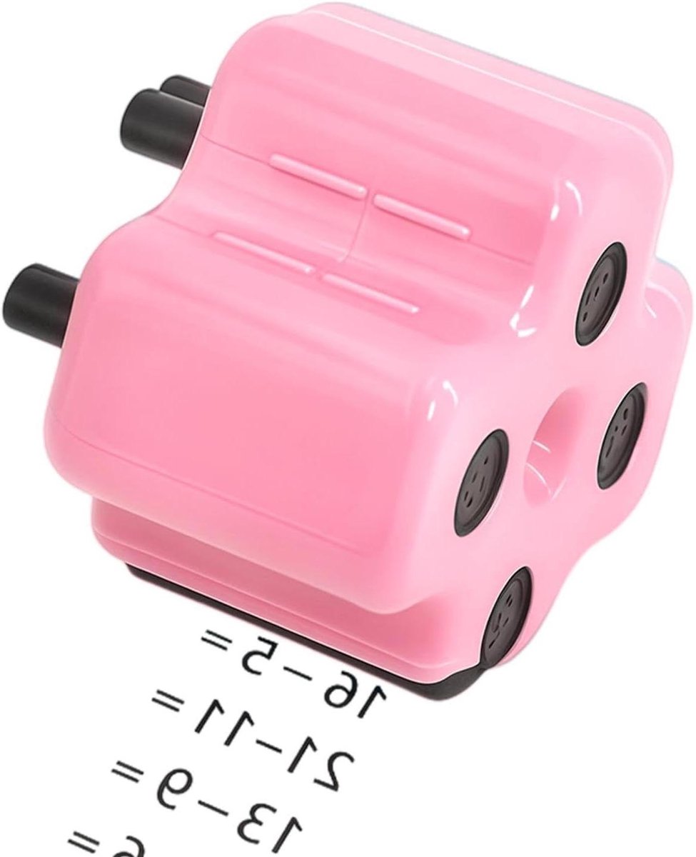 Wiskunde Stempelroller - Cijfer Oefenen - Sommen Maken - 4-in-1 Rekenfuncties - 9 x 9 x 6 cm - Roze