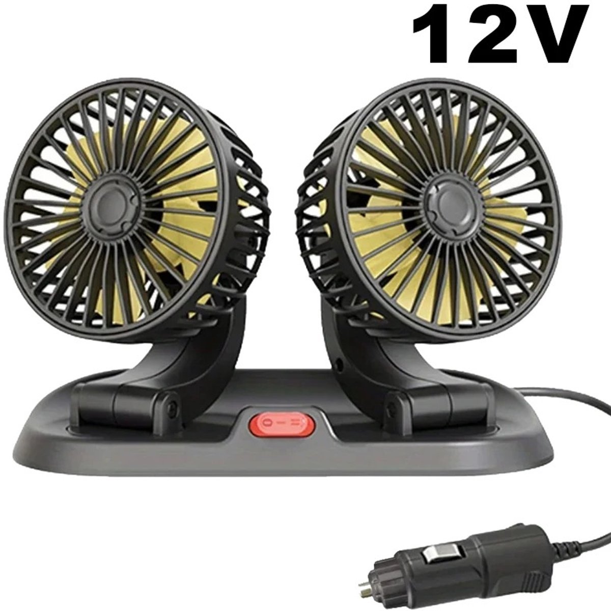 Geargalaxy Dubbele Auto Ventilator - Ventilator - Koelventilator - Auto Ventilator - USB Ventilator - 2 Snelheden - Zwart