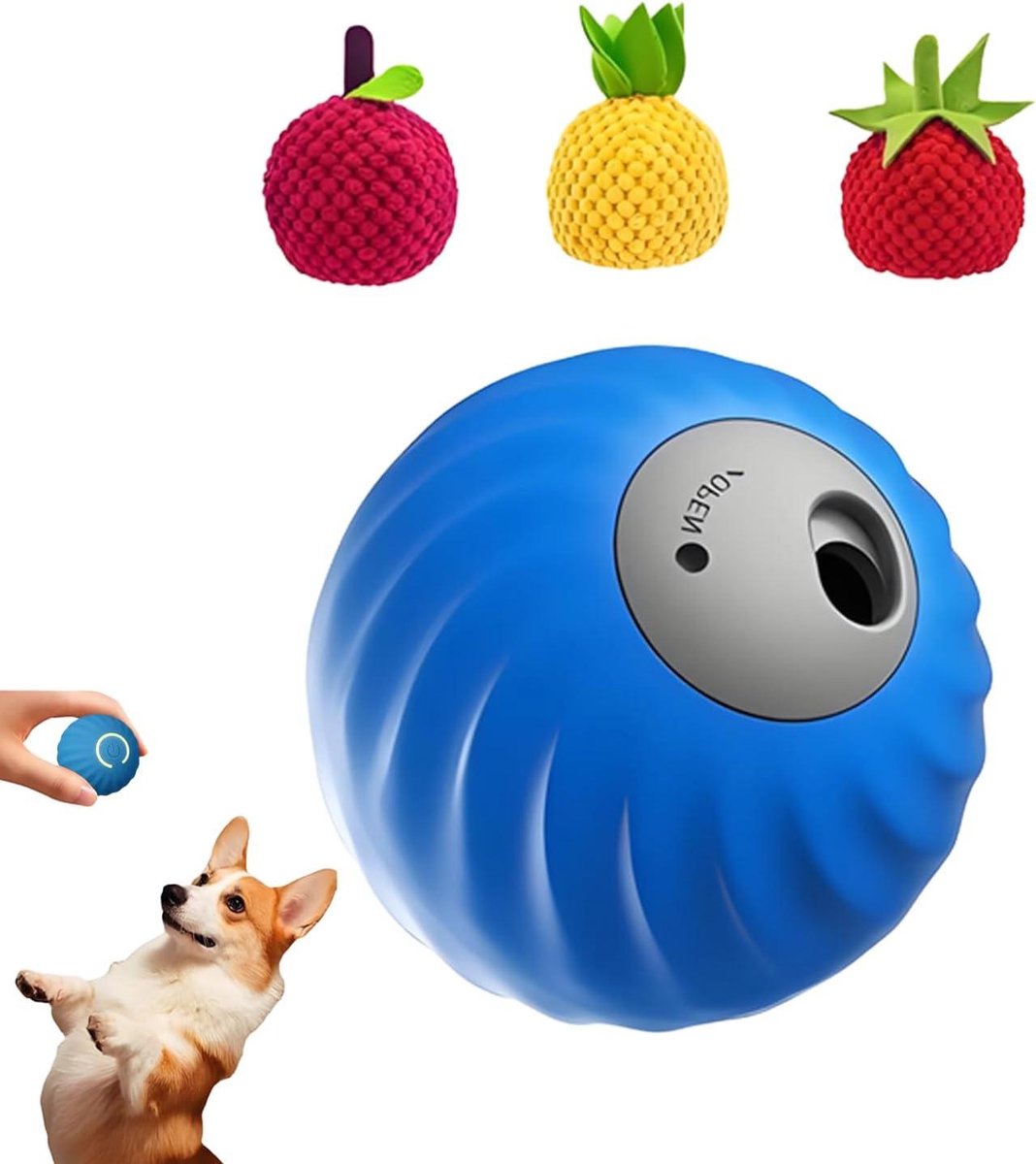 Hond Traktatiebal - Voer dispenser - Interactief Spel - Vertraagt Eten - 10x10x10 cm - Blauw
