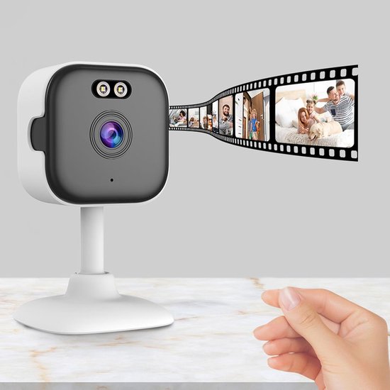 Beveiligingscamera Binnen - Thuiscamera Monitor - Huisdieren Monitoren - AI Gezichtsherkenning - 12 x 10 x 5 cm - Wit — afbeelding 4
