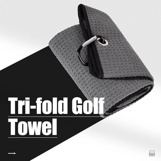 Golf Handdoek - Microfiber Doek - Golfbaan Accessoire - Wafelpatroon Reiniging - 40x53 cm - Donkergrijs — afbeelding 3
