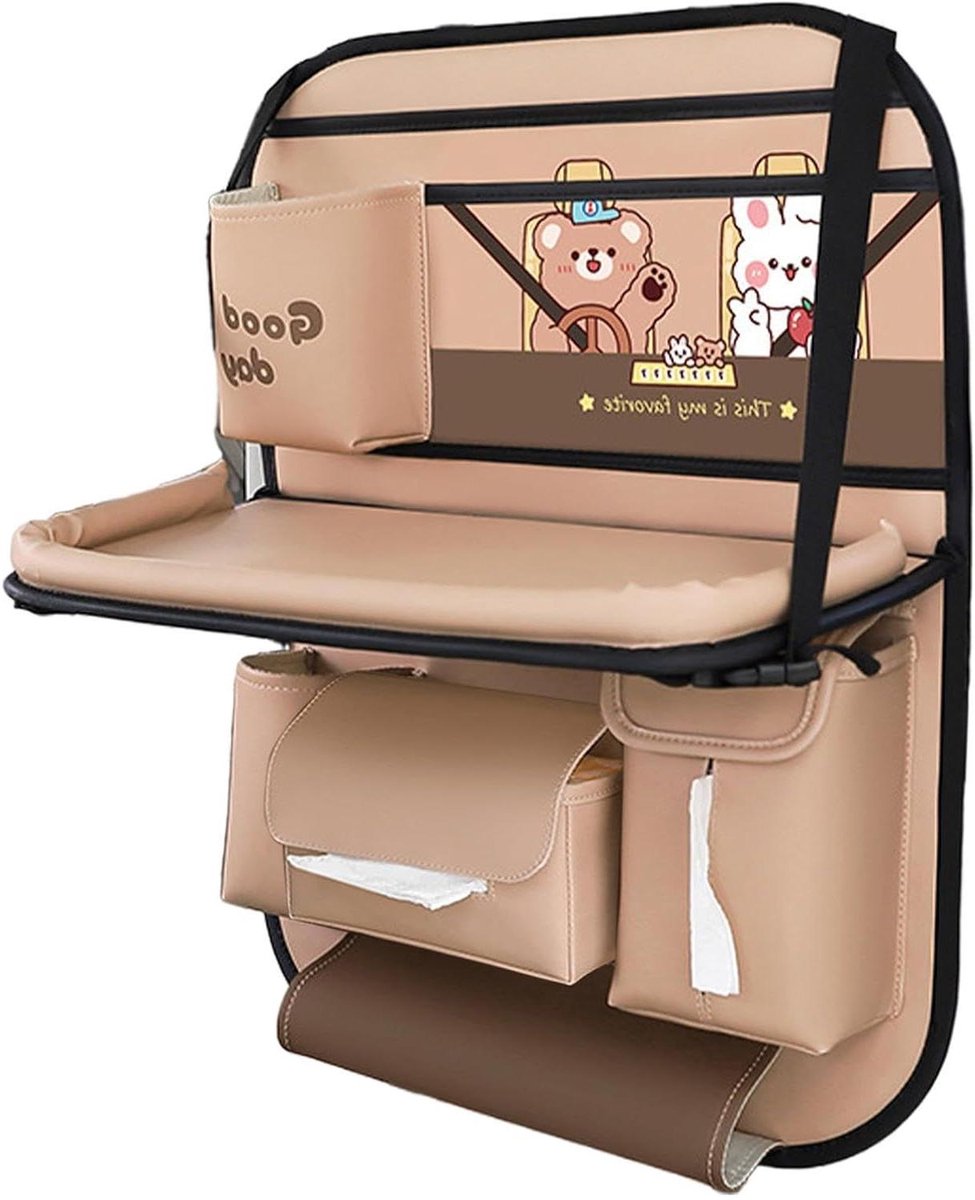 Auto Achterbank Organizer - Autostoel Tafelblad - Auto Organiseren - Opvouwbaar Waterdicht - 54x42x22 cm - Zwart