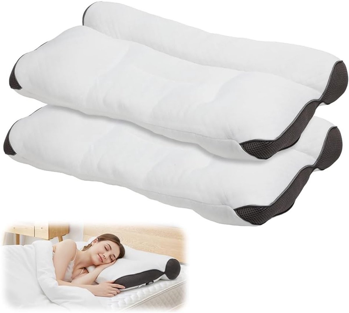 Ergonomisch Neksteun Kussen voor Slaapapneu, Zacht en Fluffy, Ideaal voor Zijslapers en Rugslapers