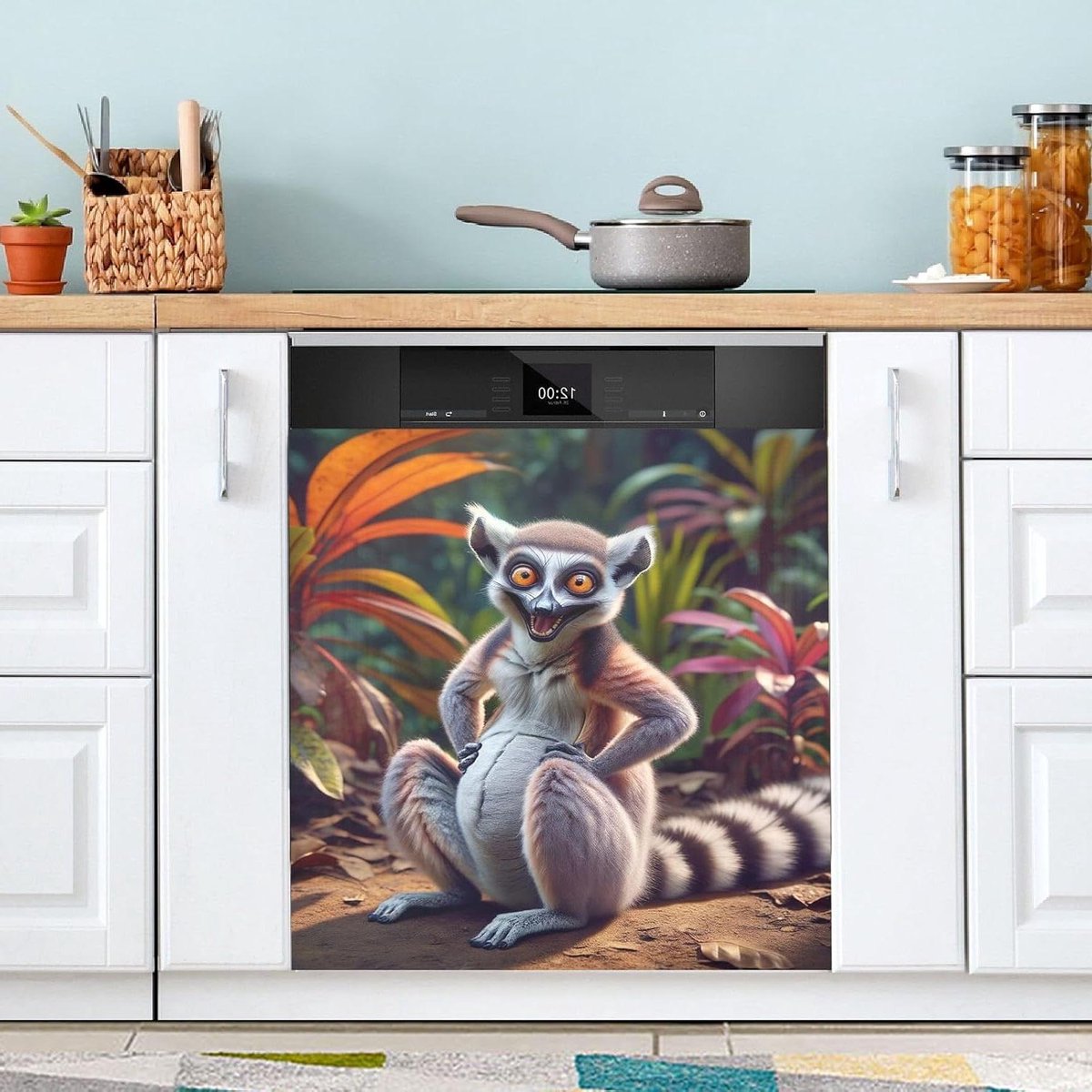 Vaatwasser Decoratie - Keukenmagneet - Keuken Opfrissen - Magnetisch & Verstelbaar - 53x66 Inch - Lemur Patroon