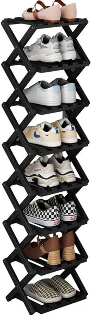 Schoenenrek - Schoenenorganizer - Ruimte Besparen - Opvouwbaar X-Design - 8 Lagen - Wit
