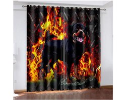 Daesar Curtains 2 panels blackout, bedroom curtains eyelet dog and flame kitchen window treatments black red polyester curtain blackout 54" W x 108" L