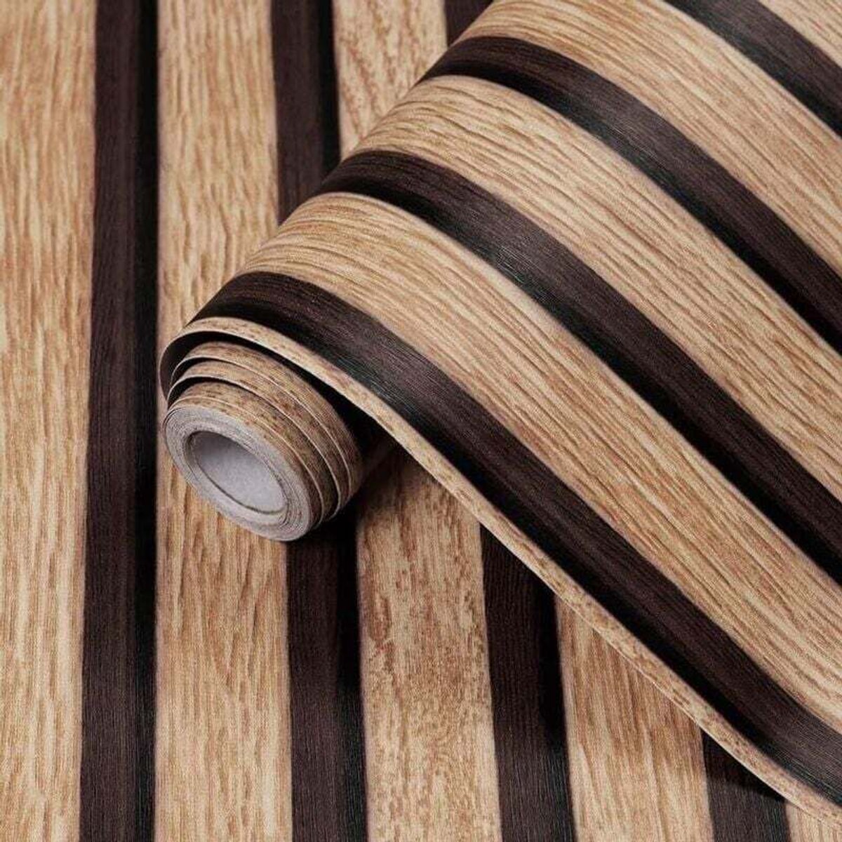 Muurstickers, behang geschikt voor houtnerfmotief, verwijderbaar waterdicht PVC, wanddecoratie, achterwand, keukenachterwand, 60 cm x 300 cm (eikengaas)