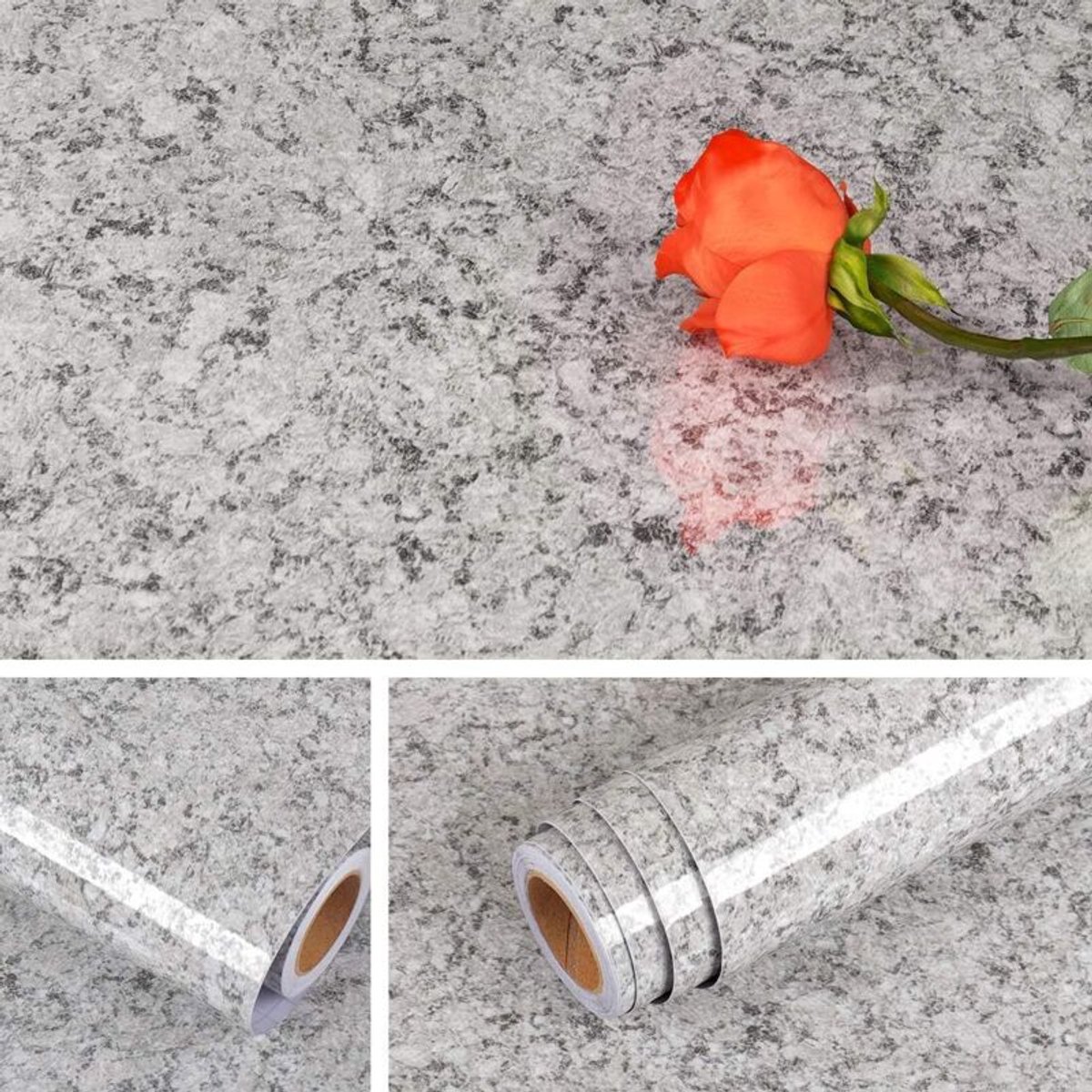Zelfklevend behang geschikt voor granieten textuur van 40 cm x 5 m, waterdicht, marmerstructuur, geschikt voor keukenbladen, werkbladen, achterwanden, verwijderbaar keukenachterwandbehang, geschikt voor keukenmeubels en kookeilanden.