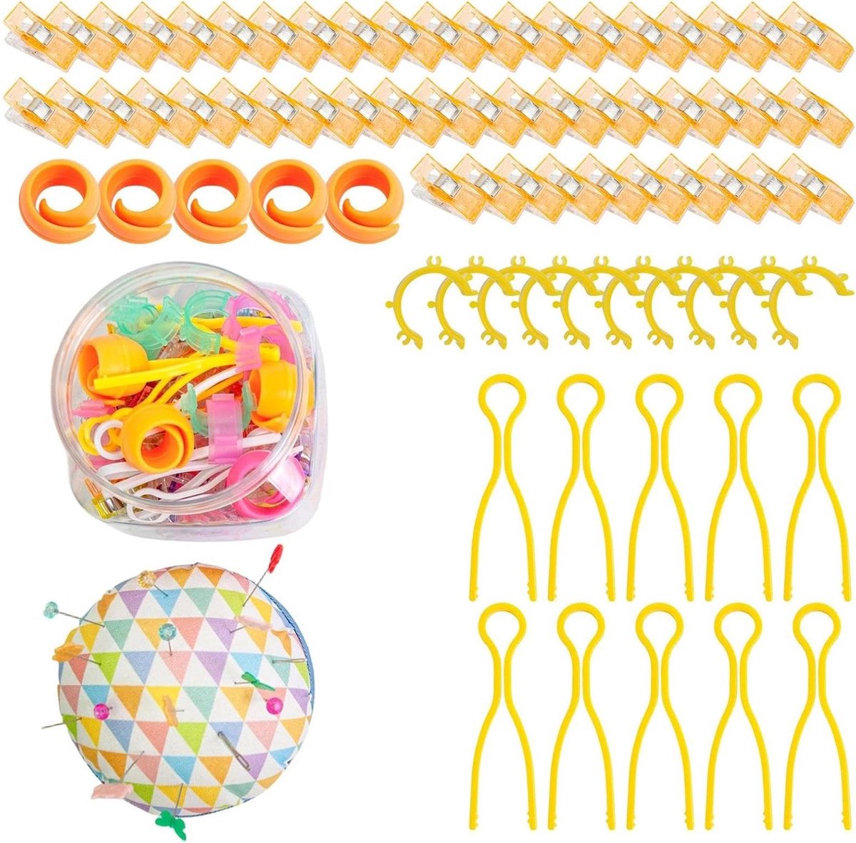 Naaiclips Set - Handwerk Organizer - Stoffen Beheren - Antislip Grip - 100+ Stuks - Transparant