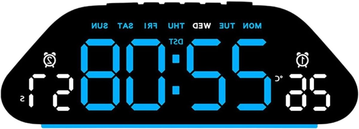 Digitale Bureauklok - LED Wekker - Tijd Weergeven - Automatisch Dimmen - 3.5x7.5x21mm - Zwart