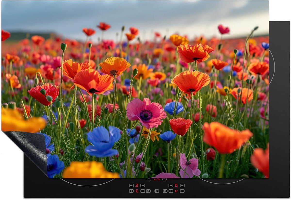 Inductie Beschermer - Kookplaat Deksel - Keuken Decoratie - Unieke Foto Print - 76x51 cm - Bloemenveld