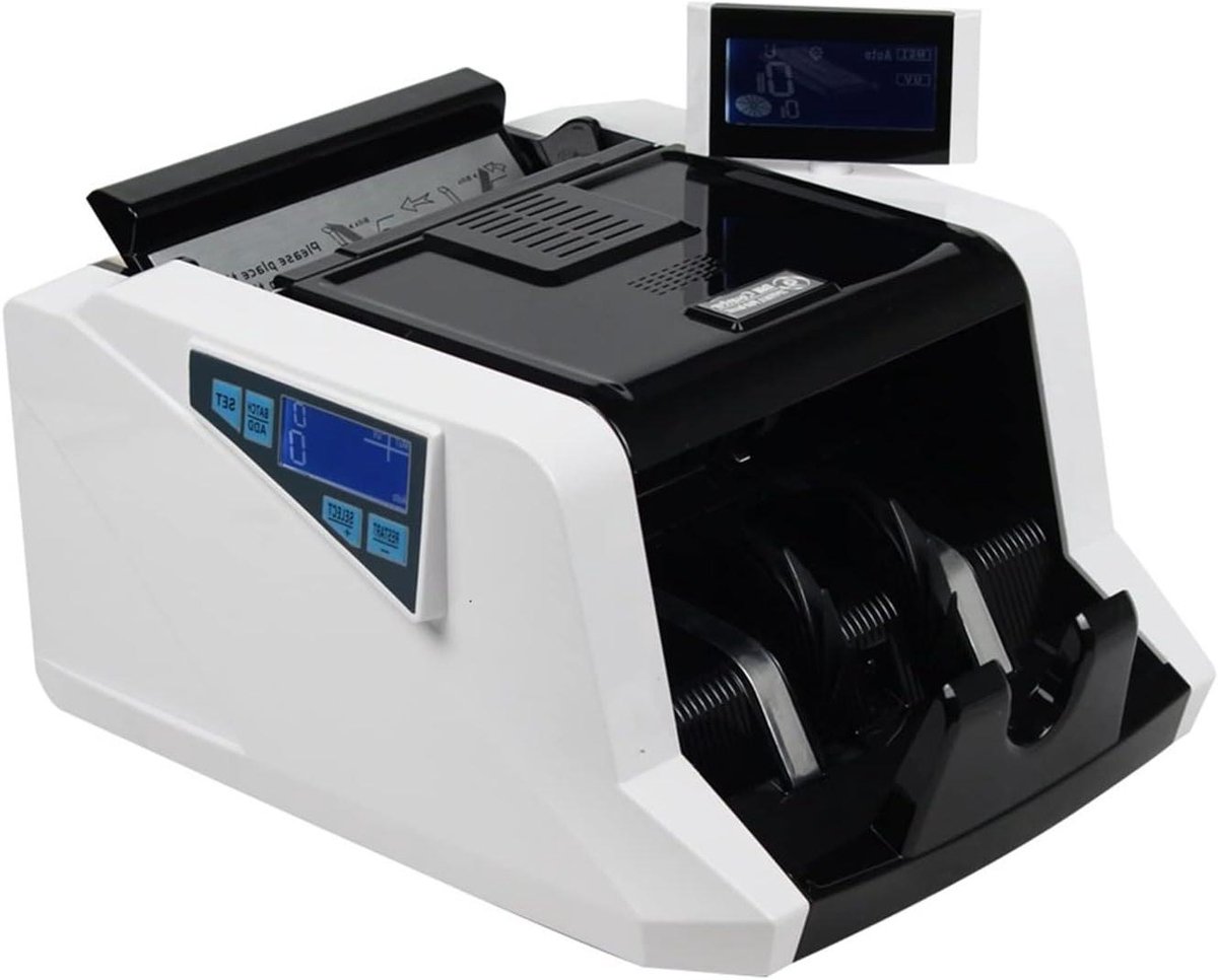 Geldtelmachine - Bankbiljet Teller - Snel Geld Tellen - Automatische Detectie - 1000 Biljetten/min - Zwart