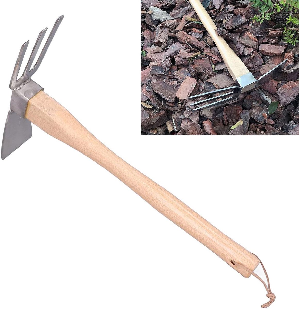 Onkruidtrekker Tuinhark - Tuinhandgereedschap Onkruidverwijderaar - Tuinonderhoud - 2-in-1 Dubbele Kop - 38.5 cm - Niet gespecificeerd