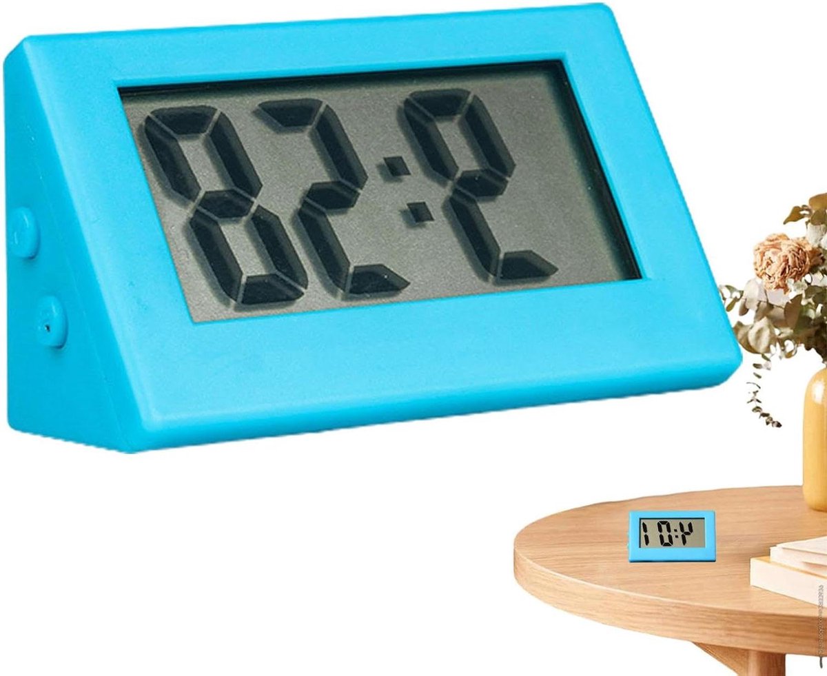 Digitale Klok - Bureauklok Timer - Tijd Bijhouden - Transparant LED - 48mm Breed - Blauw