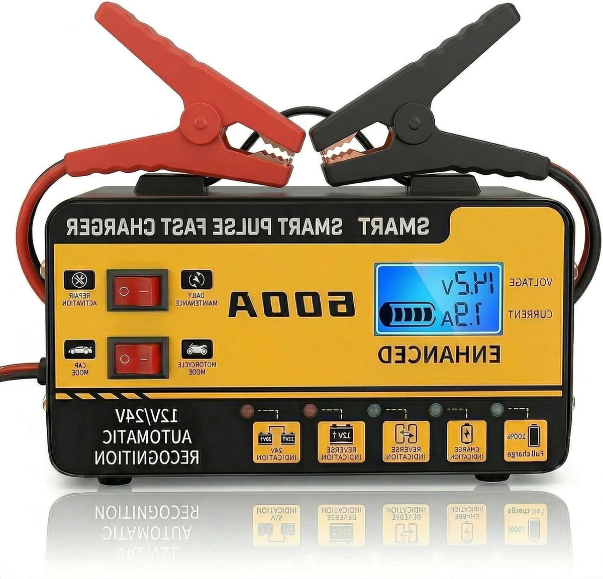 Auto Acculader - Slimme Oplader - Accu Onderhoud - Puls Reparatie Functie - 12V 24V - Zwart
