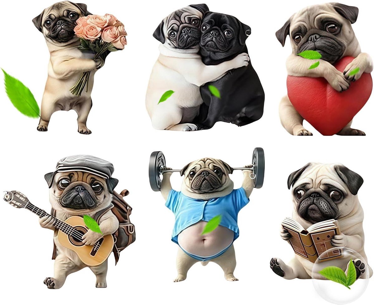 Auto Ventilatieclips - Luchtverfrisser Hond - Auto Opfrissen - 2D Acryl Design - 6 Stuks - Multicolor