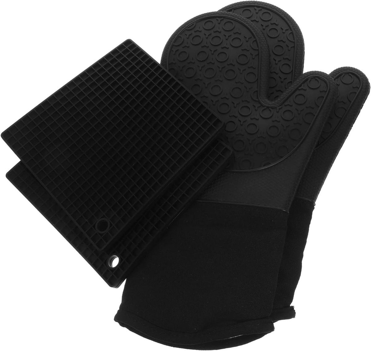 Hittebestendige Ovenwanten - Keukenwanten Grillwanten - Veilig Koken - Antislip Textuur - 35.5 x 19 cm - Zwart