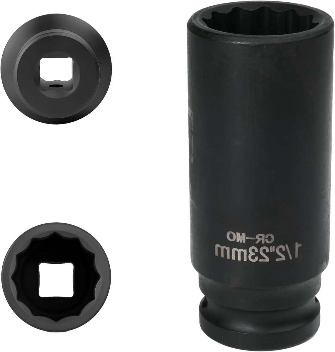 Dopsleutel 23 mm 1/2 inch 12-kant, slagdop voor professioneel gebruik, duurzaam chroom-molybdeenstaal, geschikt voor zware klussen