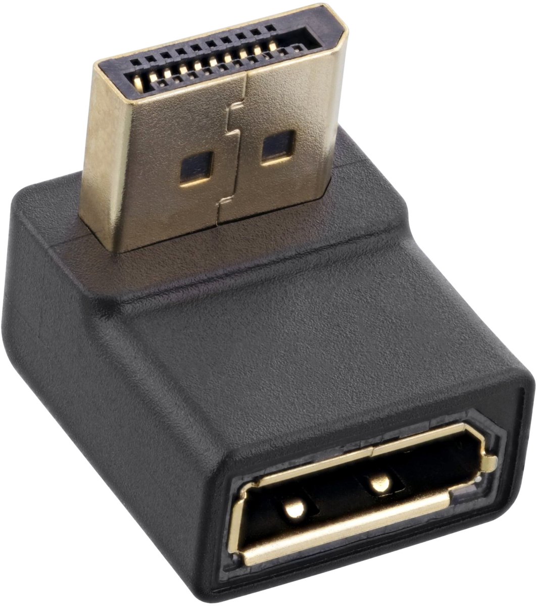 DisplayPort adapter met DP_PWR - 90° haaks naar beneden - versie 1.2 (4K 60Hz) / zwart