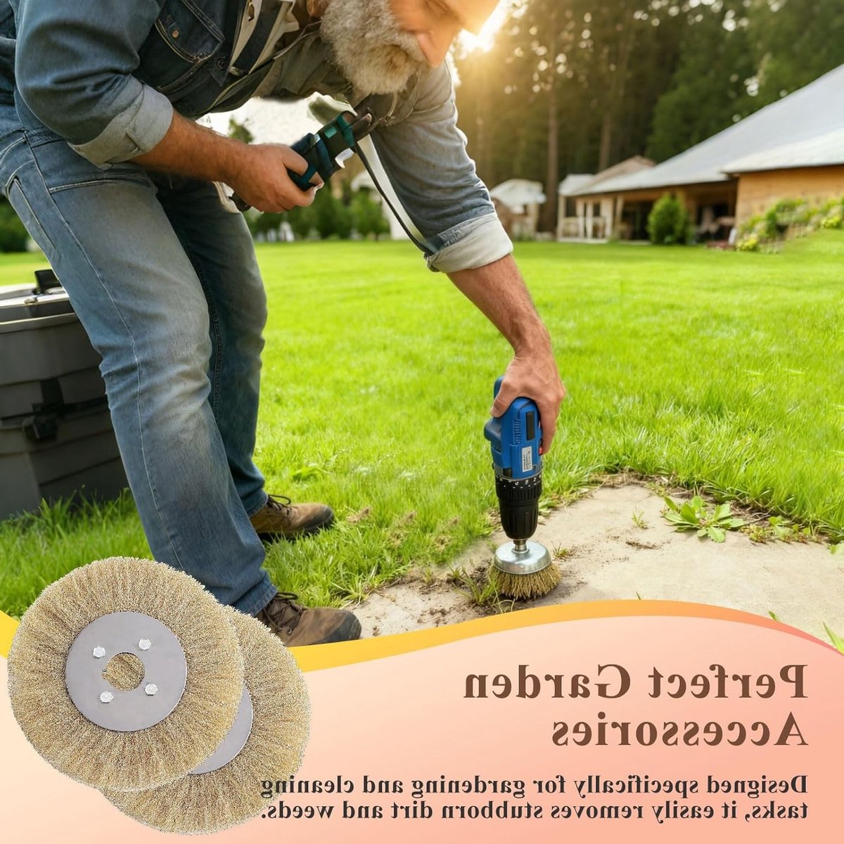 Set van 3 Draadborstels, 110 mm, geschikt voor onkruidverwijdering, schoonmaak en tuinonderhoud