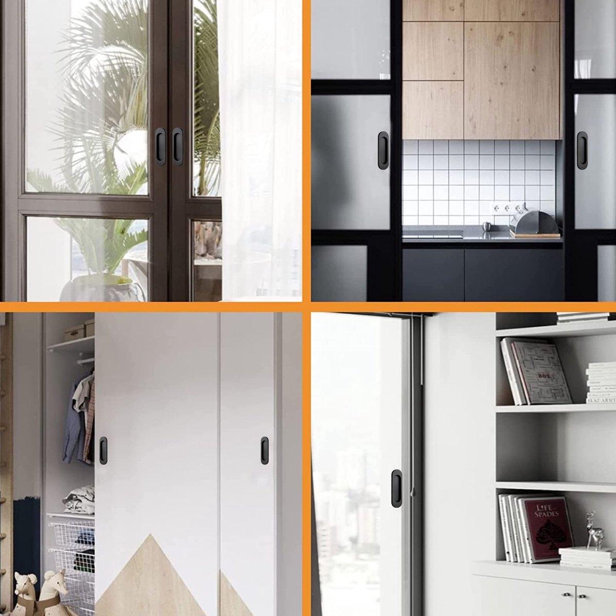 SOUQONE- Schuifdeurhandvat 100 mm - Zelfklevend - Aluminium Legering - Ovaal - Mat Zwart - Sierlijk Design - Deurgreep
