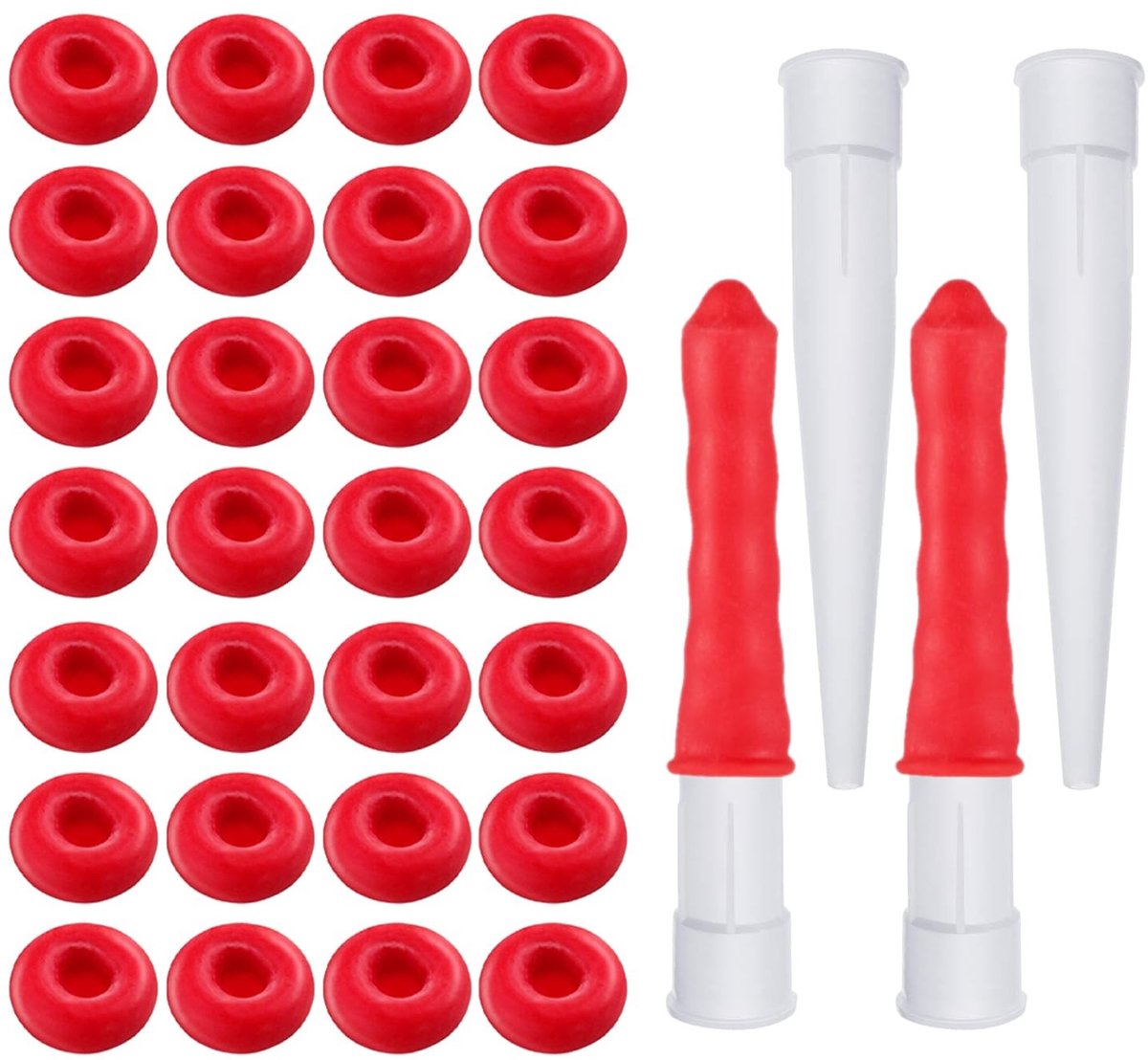Dailygoods- Afdichtkappen 30 stuks - Afdichtmondstukken 4 stuks - Siliconen - Rode/Witte - Bescherming - Verlenging levensduur - Afsluitdop