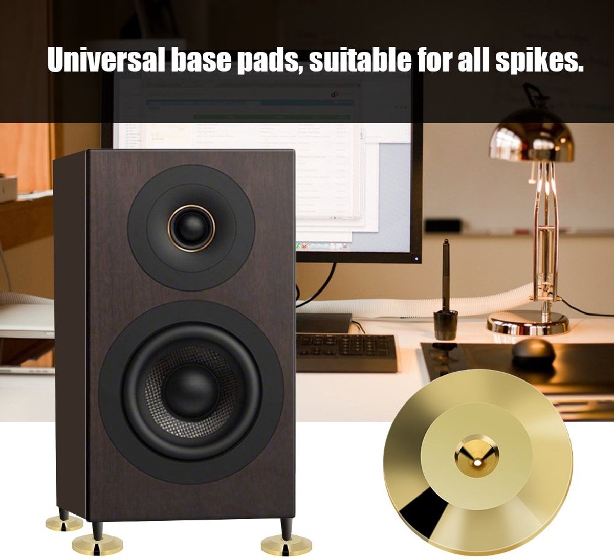 Dailygoods - Spikes Coasters - Schokabsorberende Onderzetters - Goud - Universele Basis Pads - Bescherming voor Speakers - Geschikt voor alle spike vo...