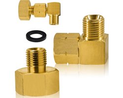 Gas Adapter Set voor Camping en Koken, 1/2" R x 1/4" Lks Messing, 90° Aansluiting voor LPG en Gasflessen, Ideaal voor Crutch Cooker en Kampeerstoof