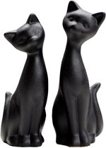 2 Stuks Zwart Kat Standbeeld - Keramische Woondecoratie voor Kattenliefhebbers