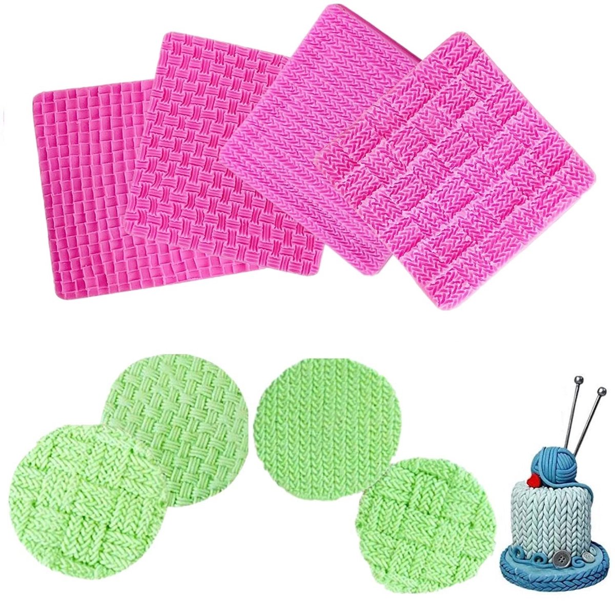 Dailygoods- Siliconen Mat - 4 Stuks Cake Rand Decoratie - Flexibel en Herbruikbaar - Voedselveilige Siliconen - Geschikt voor Magnetron en Vriezer - Bakmat