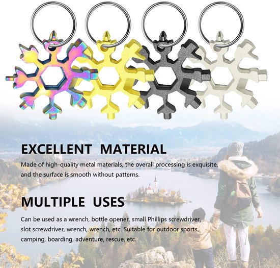 Dailygoods- Multifunctionele Tool 18 in 1 - Roestvrij Staal - Mini Pocket Tool - Snowflake Schroevendraaier - Voor Camping - Lichtgewicht Ontwerp - Sleuteltool van Dailygoods — afbeelding 3