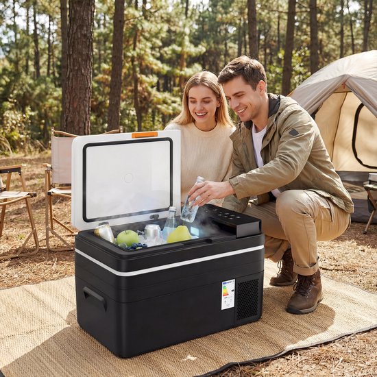Compressor Koelbox 30L-Autokoelkast-App Bediening-Snel Koelen-Draagbaar 12V/24V En 100-240V - Auto Camper Camping - 62,3x37,8x37 cm-Zwart — afbeelding 4