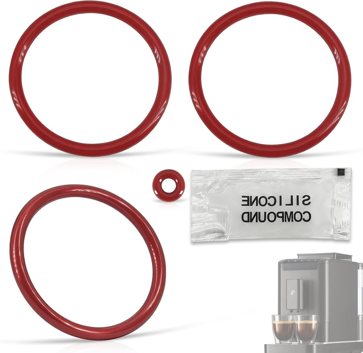 Onderhoudsset voor Volautomatische Espressomachines - 4 Sealing Ringen, Compatibel met Tchibo Esperto, Beko CEG en Grundig KVA 4830, Ideaal voor Langdurig Gebruik en Efficiënte Koffiebereiding