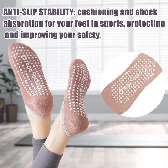 Antislip sokken - Yoga sokken - Hoge grip voor Pilates en Fitness - Zwart en Grijs - Danssokken - Ideaal voor vrouwen - 3 paar — afbeelding 2