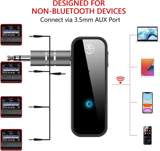 Bluetooth Audio Adapter - Draadloze Ontvanger Zender - Muziek Streamen - Low Latency Audio - 10 Meter Bereik - Zwart — afbeelding 5