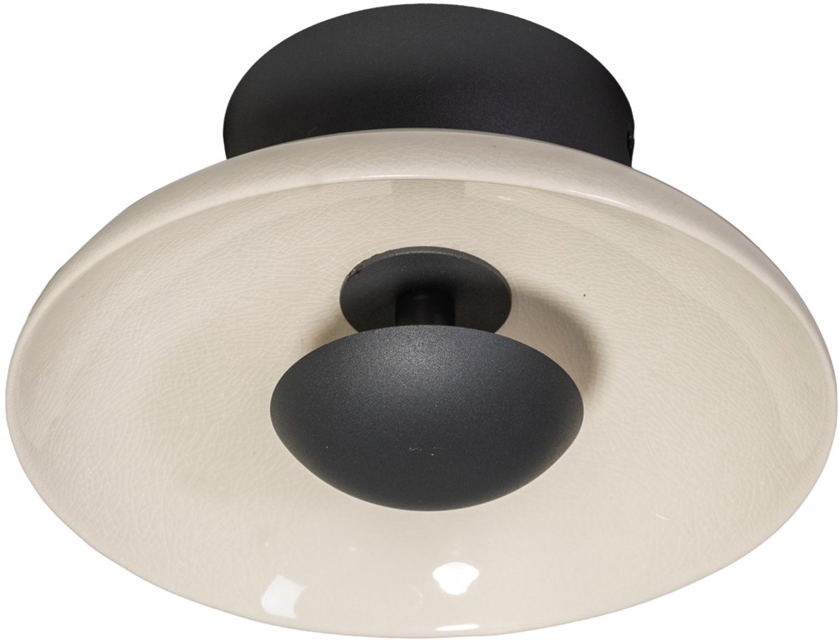 ETH Bonny plafondlamp 8w 3 stappen dimbaar zwart + kap zand gecraqueleerd