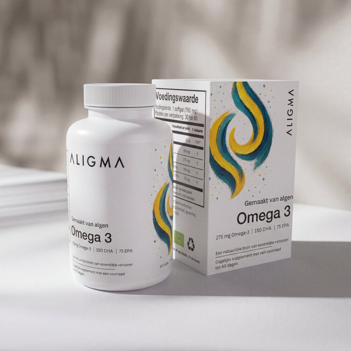 Aligma Biologische Omega-3 Softgel Capsules 60 stuks – 760mg | Uit Algen | 100% Vegan | Geen Visolie | Biologisch Gecertificeerd