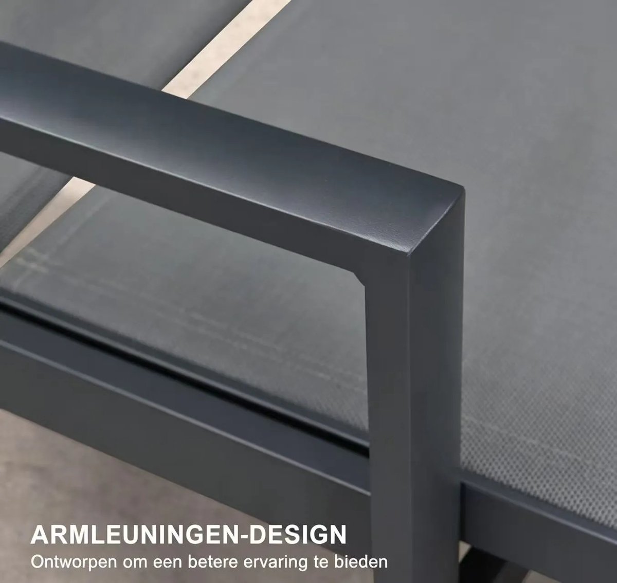 Purple Leaf Ligbedden met wielen en armleuningen - Set van 2 met salontafel - Grijs