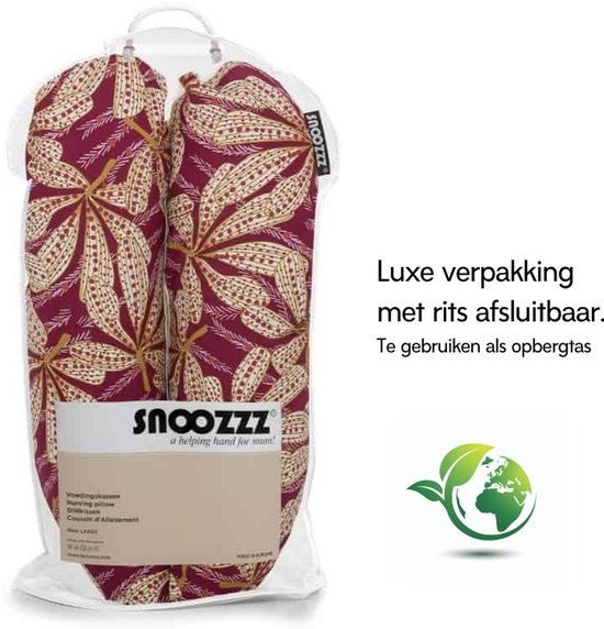 Snoozzz Voedingskussen Zijslaapkussen Lichaamskussen Premium kwaliteit - 185 cm - microparel vulling - luxe draagtas - 100% katoen - Amarant van SNOO — afbeelding 4