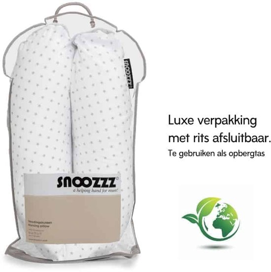 Snoozzz Zwangerschapskussen Zijslaapkussen Lichaamskussen Premium kwaliteit - 185 cm - microparel vulling- luxe draagtas - afneembare hoes van zachte teddy met katoen - Mini Ster Teddy van SNOO — afbeelding 3