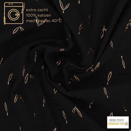 Snoozzz Hydrofiel doek XL Swaddle - de beste kwaliteit zachte Hydrofiel - 100% katoen - 120 x 120 cm - Noir goud van SNOO — afbeelding 4