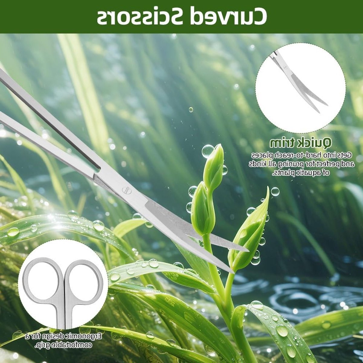 Complete Aquarium Tool Set 4 in 1 voor Onderhoud van Waterplanten en Terrarium - RVS Tangen, Scharen en Voedingsklemmen voor Reptielen en Aquatische Planten thumbnail 4