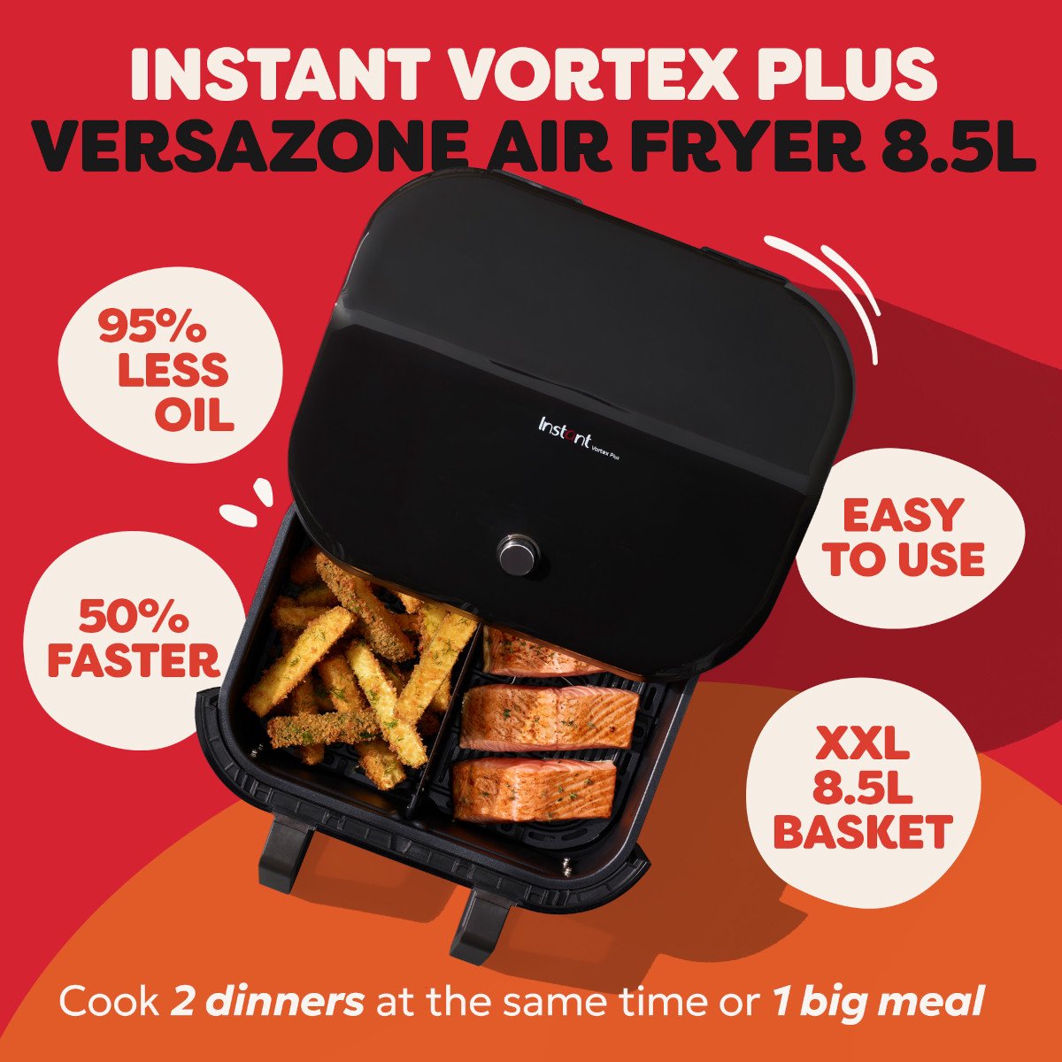 Instant Pot Vortex Versazone 8-in-1 Airfryer 8.5L - 1700W - Airfryen, bakken, roosteren, grillen, opwarmen, dehydrateren met slimme Sync Cook & Sync Finish thumbnail 2