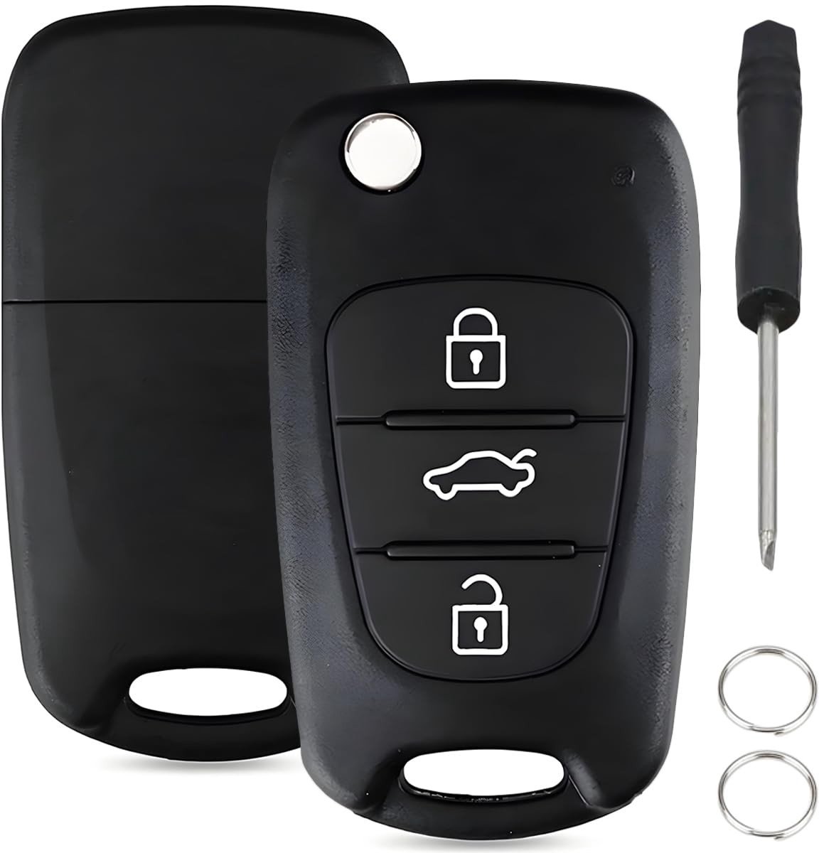 Dailygoods- Autosleutel Behuizing Hoogwaardige Kunststof - Vervangend voor Hyundai/Kia - 3 Knoppen - Schokbestendig - Duurzaam - Antislip - Sleutelbehuizing