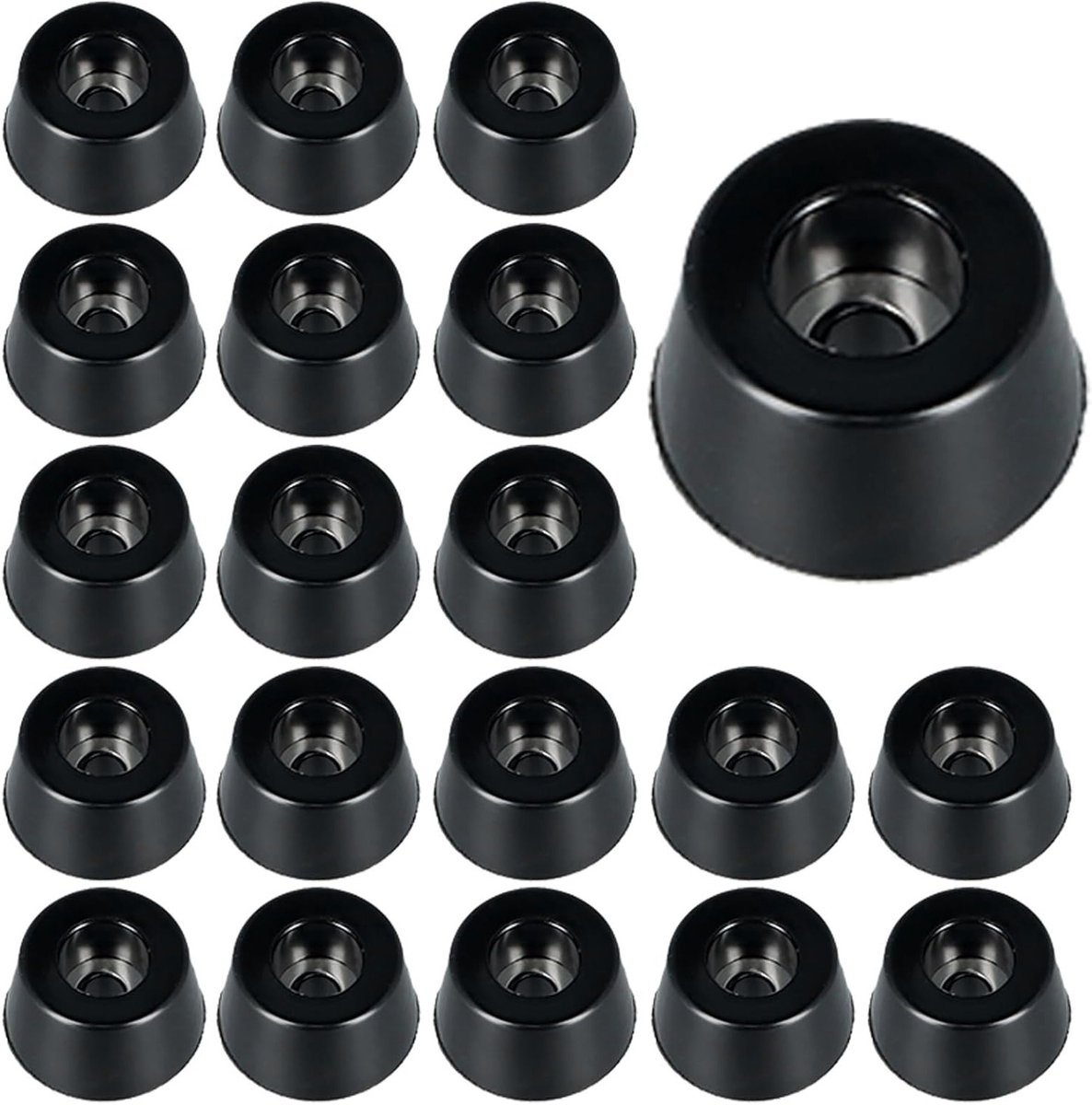 Set van 20 Antislip Rubber Voetjes met Metalen Schijf voor Deuren, Snijplanken en Meubels - Geluiddempende Bescherming (15x12x8mm, Zwart)